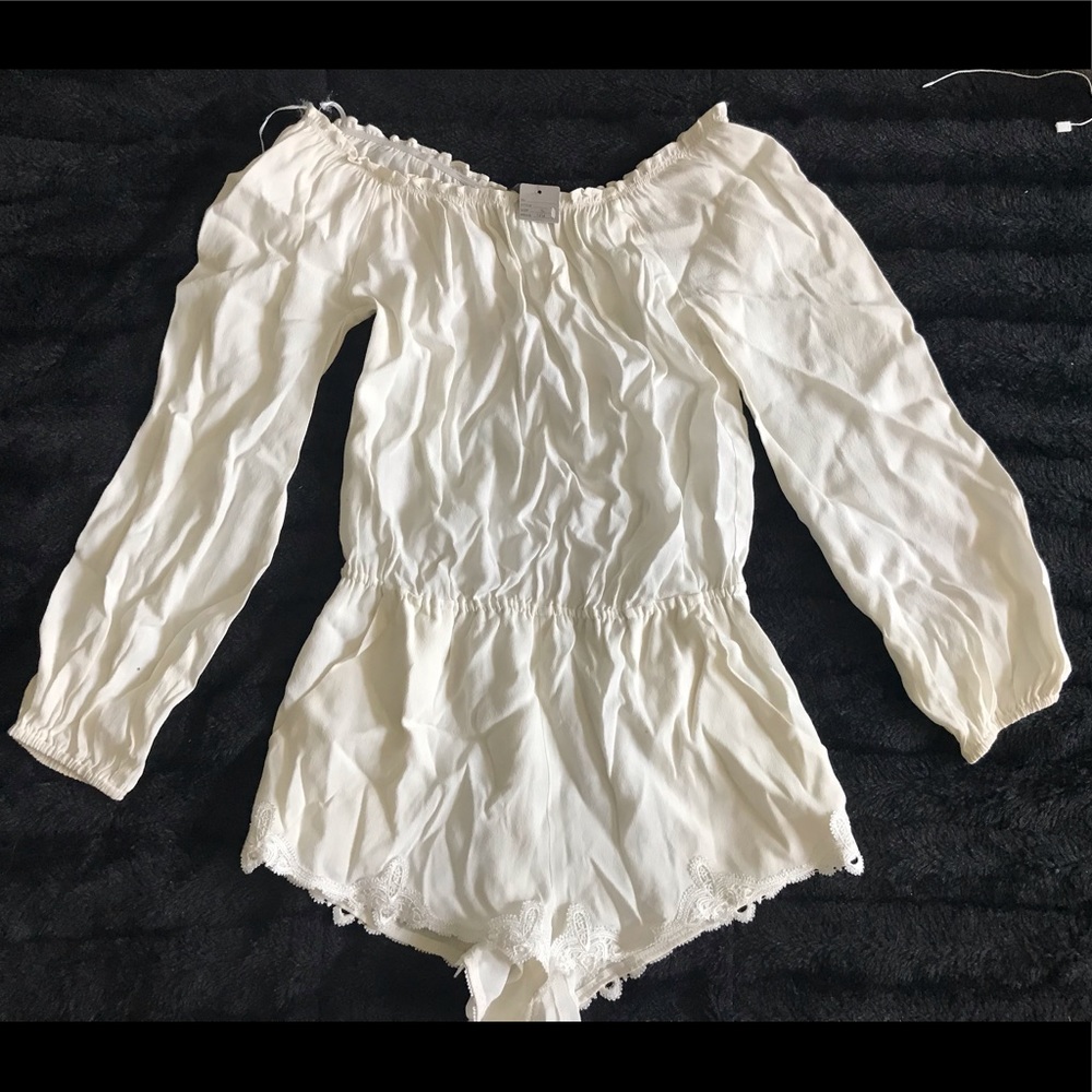 While off the shoulder romper.